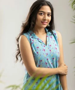 Magizham Blue Floral 2 Pc Set Ever Willow