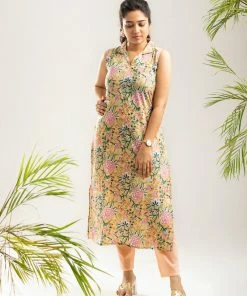 Magizham Beige Floral 2 Pc Set