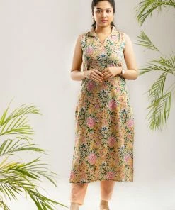 Magizham Beige Floral 2 Pc Set