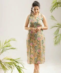 Magizham Beige Floral 2 Pc Set