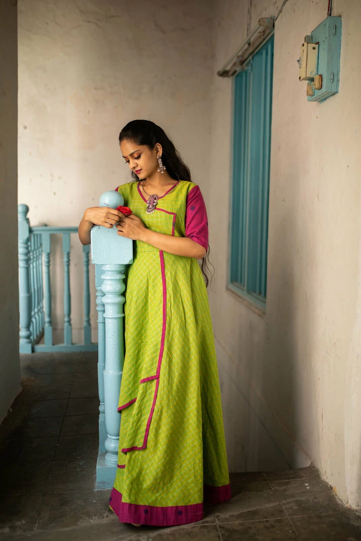 Manjal Couture Ilai Anarkali 2 Manjal Couture Ilai Anarkali