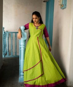 Manjal Couture Ilai Anarkali 7 Manjal Couture Ilai Anarkali