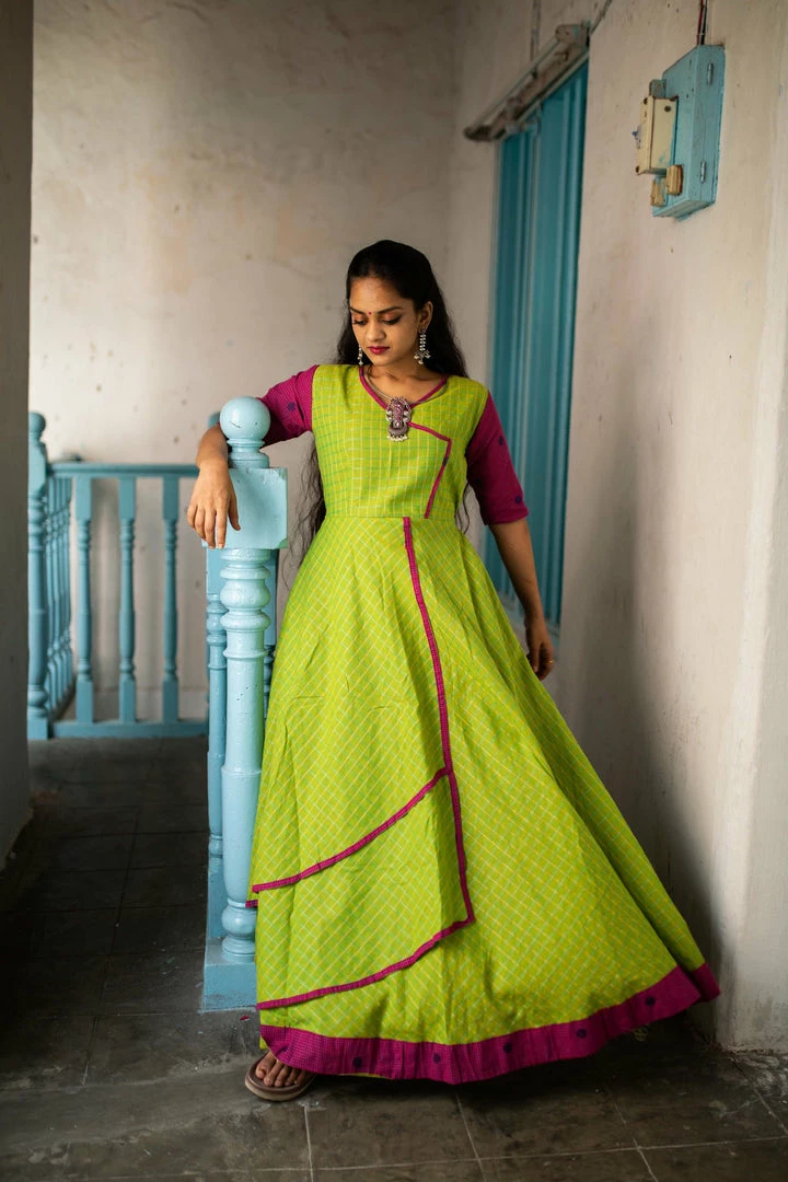 Manjal Couture Ilai Anarkali 3 Manjal Couture Ilai Anarkali