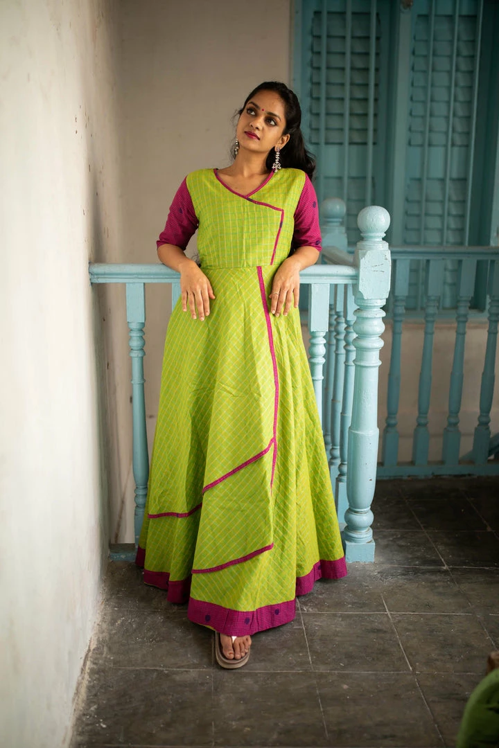 Manjal Couture Ilai Anarkali 4 Manjal Couture Ilai Anarkali