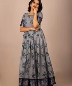 The Stitches Madhu - Ilam Blue Sungudi Maxi Margazhi Moments