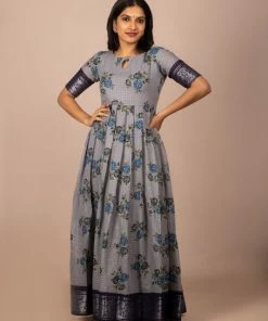 The Stitches Madhu - Ilam Blue Sungudi Maxi Margazhi Moments