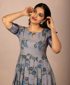 The Stitches Madhu - Ilam Blue Sungudi Maxi Margazhi Moments