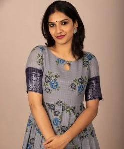 The Stitches Madhu - Ilam Blue Sungudi Maxi Margazhi Moments