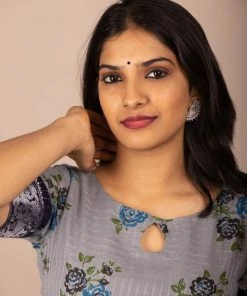 The Stitches Madhu - Ilam Blue Sungudi Maxi Margazhi Moments