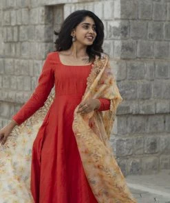 KUNDAVAI Margazhi Moments Anvitha Rust Orange