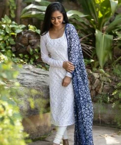 Ekanta Malavika White With Indigo