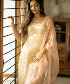 Ekanta Maya - Gold Kurti With Peach Dupatta Margazhi Moments