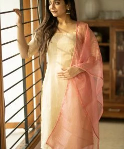 Ekanta Margazhi Moments Sajna - Gold Kurti With Peach Dupatta