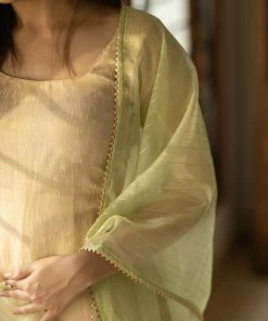 Ekanta Sajna - Gold Kurti With Green Dupatta