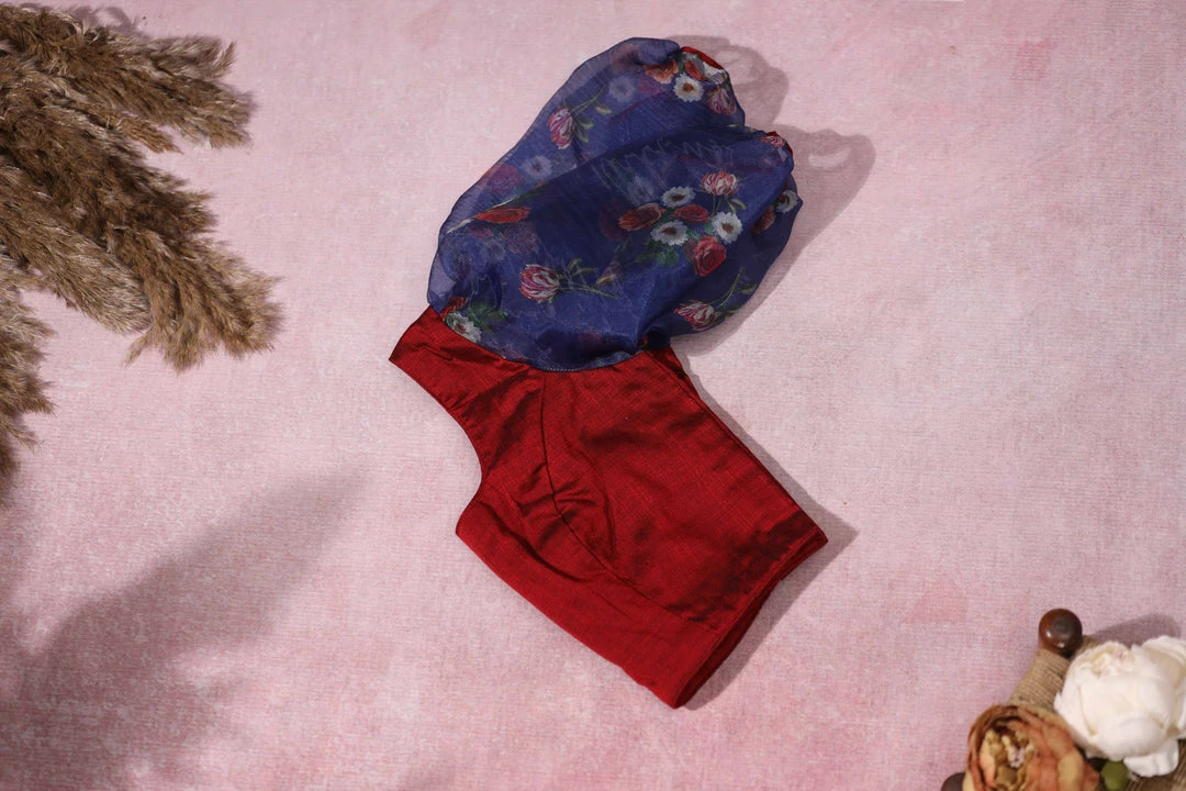 Ekanta Blouse- Anvi Red And Blue Tops & Blouses 2 Ekanta Blouse- Anvi Red And Blue Tops & Blouses
