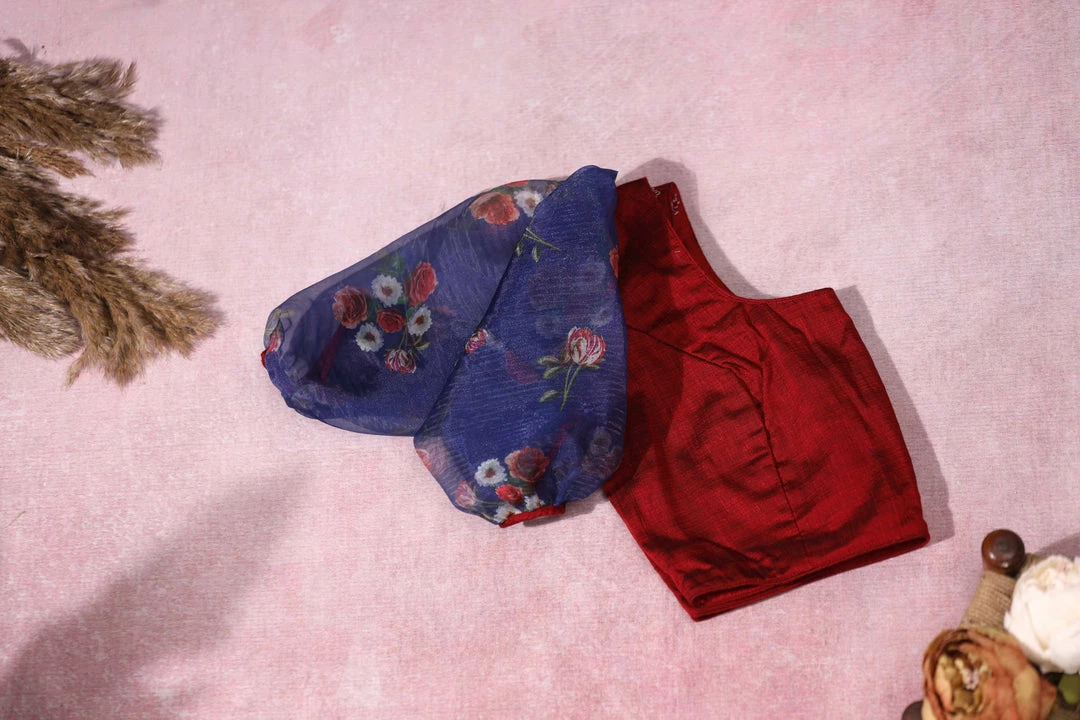 Ekanta Blouse- Anvi Red And Blue Tops & Blouses 4 Ekanta Blouse- Anvi Red And Blue Tops & Blouses