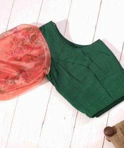 Ekanta Tops & Blouses Blouse- Anvi Green And Orange