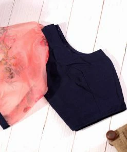 Ekanta Blouse- Anvi Blue And Pink