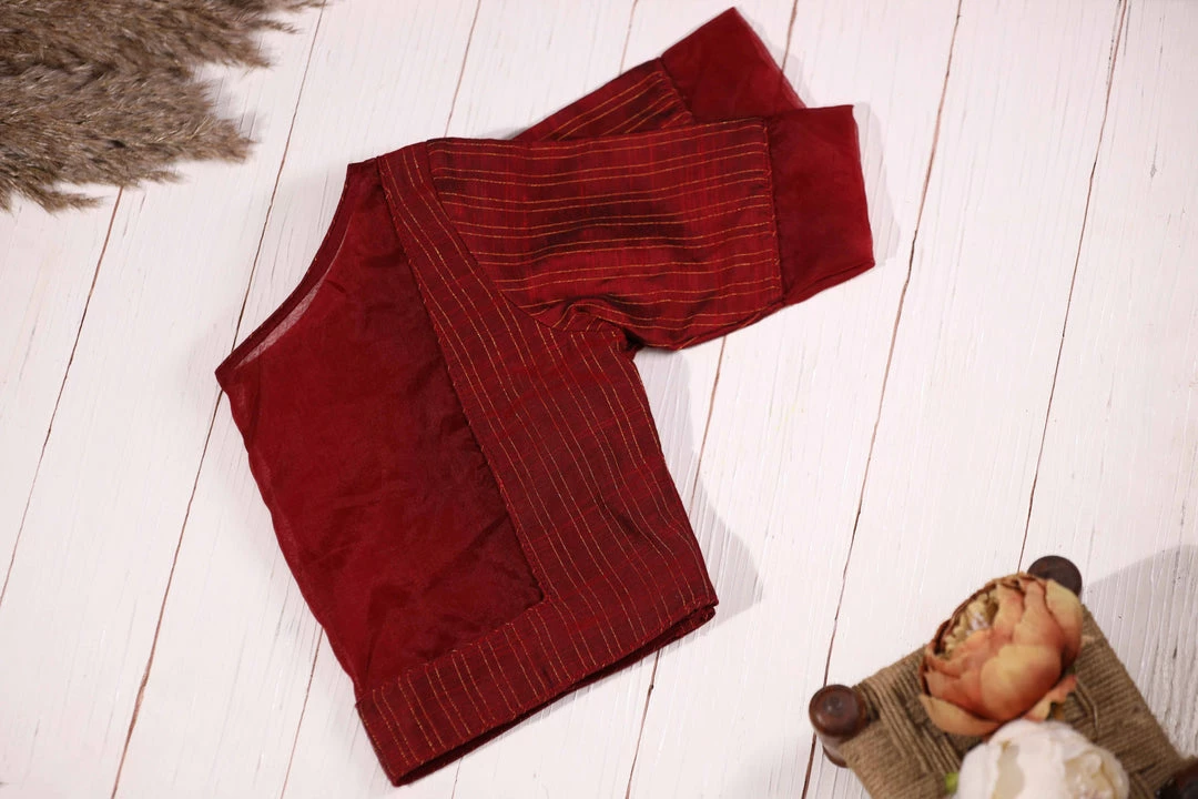 Ekanta Tops & Blouses Blouse- Kanimozhi Maroon 2 Ekanta Tops & Blouses Blouse- Kanimozhi Maroon