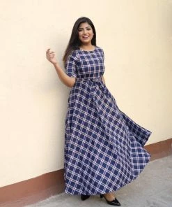 Label RishMaan Plaid Maxi Uptown Contemporary