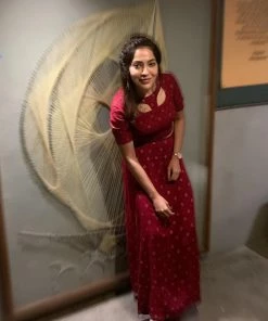 Label RishMaan Royal Synonym - Maroon Gold - Crop Top Skirt Uptown Contemporary