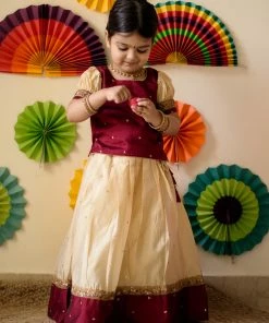 Ekanta Kayalvizhi Beige And Maroon Mini