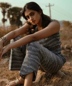 KUNDAVAI Ever Willow Jhansi - Grey Ikkat Co-Ord Set