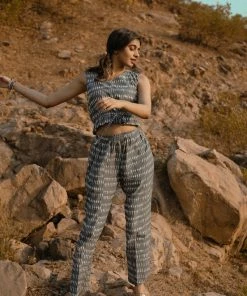 KUNDAVAI Ever Willow Jhansi - Grey Ikkat Co-Ord Set