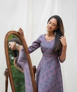 Niram Alka Anarkali - Charcoal Blue