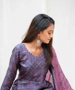 Niram Alka Anarkali - Charcoal Blue