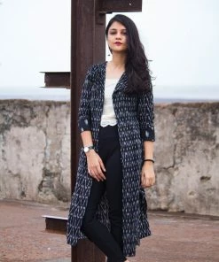 Threeness Breezy Summer Black Ikat Jacket