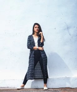 Threeness Breezy Summer Black Ikat Jacket