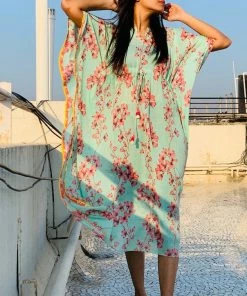 Threeness Breezy Summer Blue Spring Kaftan