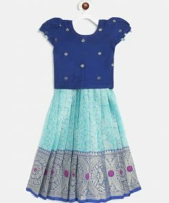 The Anarkali Store Blue Ethnic Dress And Blouse