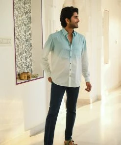 Gulaal Men's Shirt Light Blue Ombre Shirt