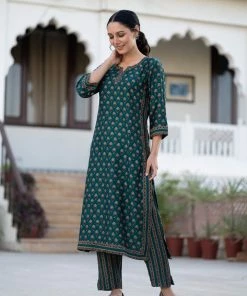 PRINTS VALLEY Green Buti Border Set Jaipur Tales