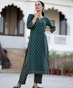 PRINTS VALLEY Green Buti Border Set Jaipur Tales