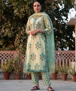 PRINTS VALLEY Pastel Green Mughal Set