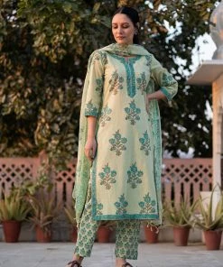 PRINTS VALLEY Pastel Green Mughal Set