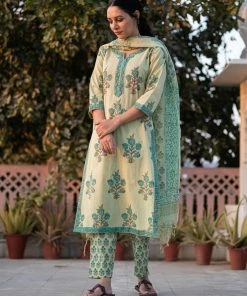 PRINTS VALLEY Pastel Green Mughal Set