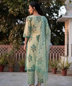 PRINTS VALLEY Pastel Green Mughal Set