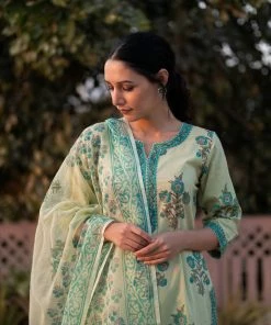 PRINTS VALLEY Pastel Green Mughal Set