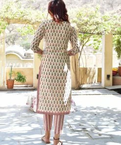 PRINTS VALLEY Jaipur Tales Biege Blue Pink Buti Kurta Set 9 PRINTS VALLEY Jaipur Tales Biege Blue Pink Buti Kurta Set