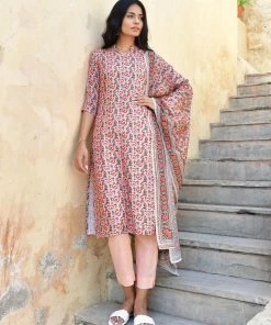 PRINTS VALLEY Pastel Orange Tiger Print Set Jaipur Tales