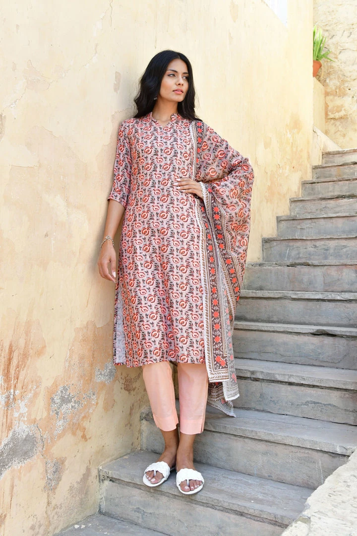 PRINTS VALLEY Pastel Orange Tiger Print Set Jaipur Tales 1 PRINTS VALLEY Pastel Orange Tiger Print Set Jaipur Tales