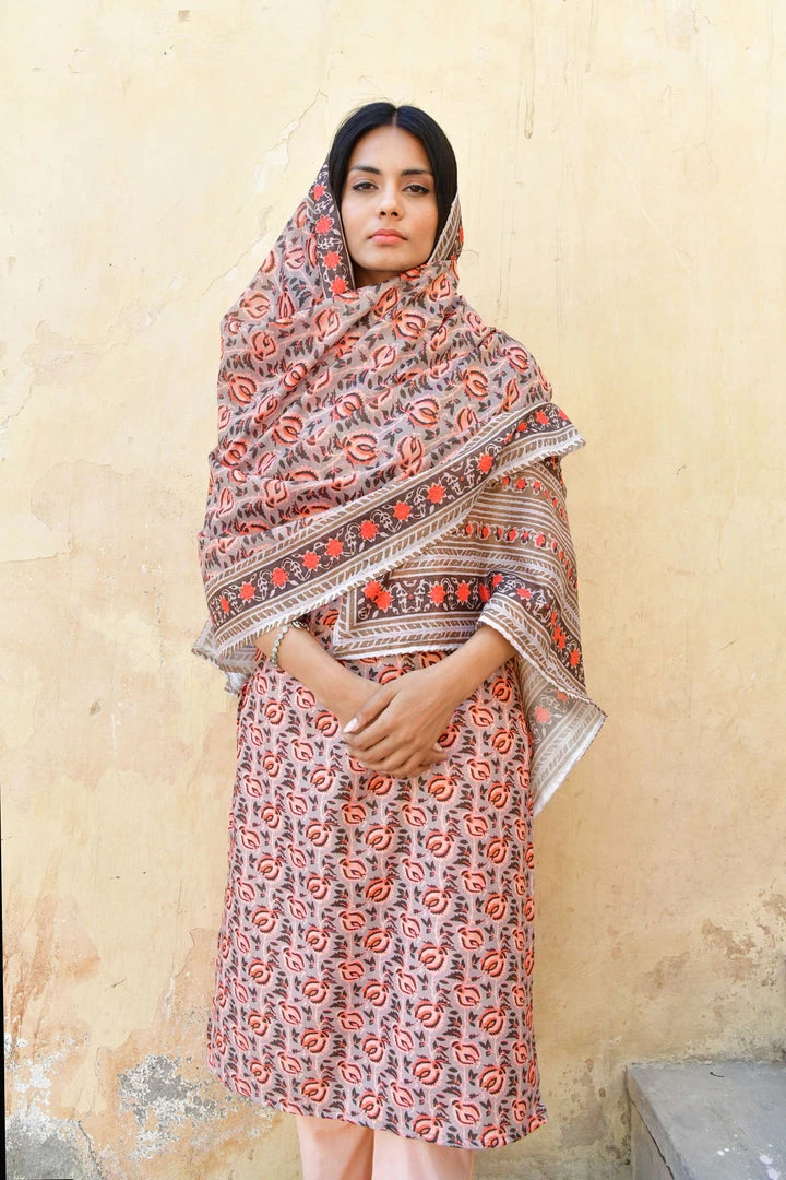 PRINTS VALLEY Pastel Orange Tiger Print Set Jaipur Tales 4 PRINTS VALLEY Pastel Orange Tiger Print Set Jaipur Tales