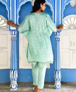 PRINTS VALLEY Jaipur Tales Pastel Blue Triangle Kaftan Set 7 PRINTS VALLEY Jaipur Tales Pastel Blue Triangle Kaftan Set