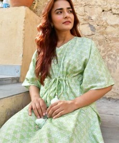 PRINTS VALLEY Pastel Green Triangle Kaftan Set Jaipur Tales 7 PRINTS VALLEY Pastel Green Triangle Kaftan Set Jaipur Tales