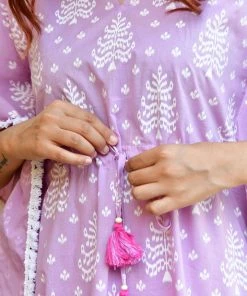 PRINTS VALLEY Lilac Checks Kaftan Set
