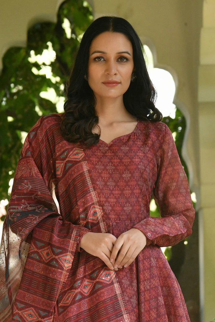 PRINTS VALLEY Jiya-Maroon Jaipur Tales 2 PRINTS VALLEY Jiya-Maroon Jaipur Tales